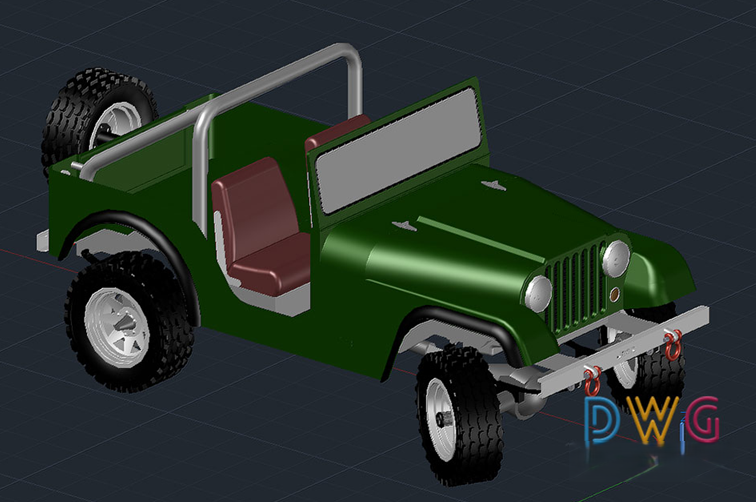 دانلود فایل اتوکد مدل سه‌بعدی جیپ DWG برای نرم‌افزار AutoCAD